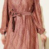 Printed High-Neck Dress Latte - Image 4