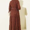 High Neck Self-Patterned Knit Dress Chestnut - الصورة 3