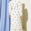 Embroidered Detail Dress with Stand Collar Beige – Image 3