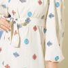 Embroidered Detail Dress with Stand Collar Beige – Image 4