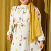Embroidered Detail Dress with Stand Collar Khaki - الصورة 2