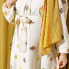 Embroidered Detail Dress with Stand Collar Khaki - الصورة 4
