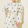 Embroidered Detail Dress with Stand Collar Blue – Bild 2