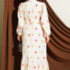 Embroidered Detail Dress with Stand Collar Orange - immagine 3