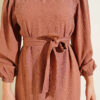 High Neck Ruffled Patterned Dress Latte – Bild 4