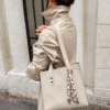 Rectangular-Shape Bag with Scarf Accent Cream