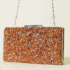 Rectangular Embellished Evening Clutch Bag Copper