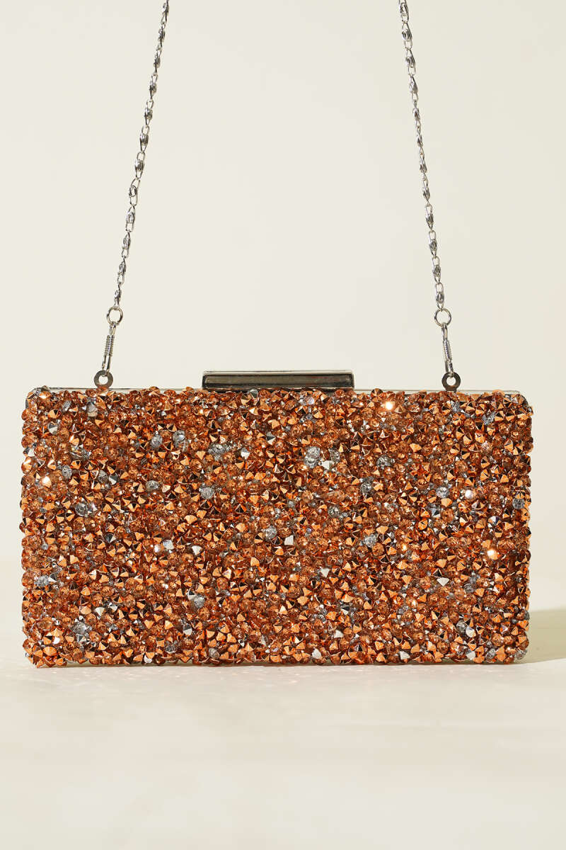Rectangular Embellished Evening Clutch Bag Copper - الصورة 2