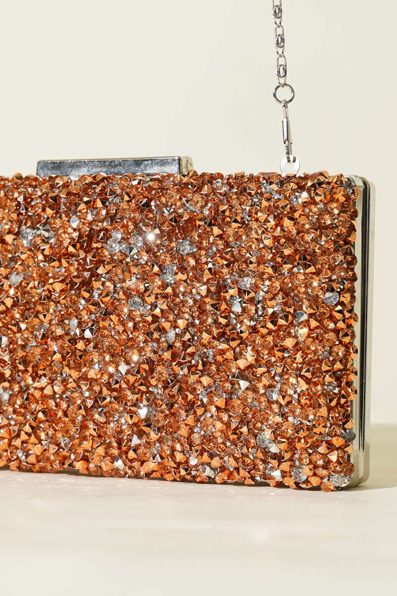 Rectangular Embellished Evening Clutch Bag Copper - الصورة 3
