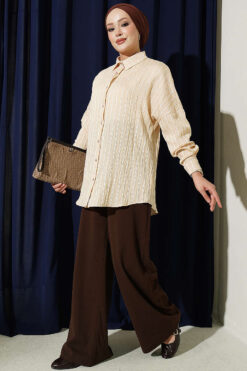 Alternative view of Vertical Stripe Basic Shirt Latte