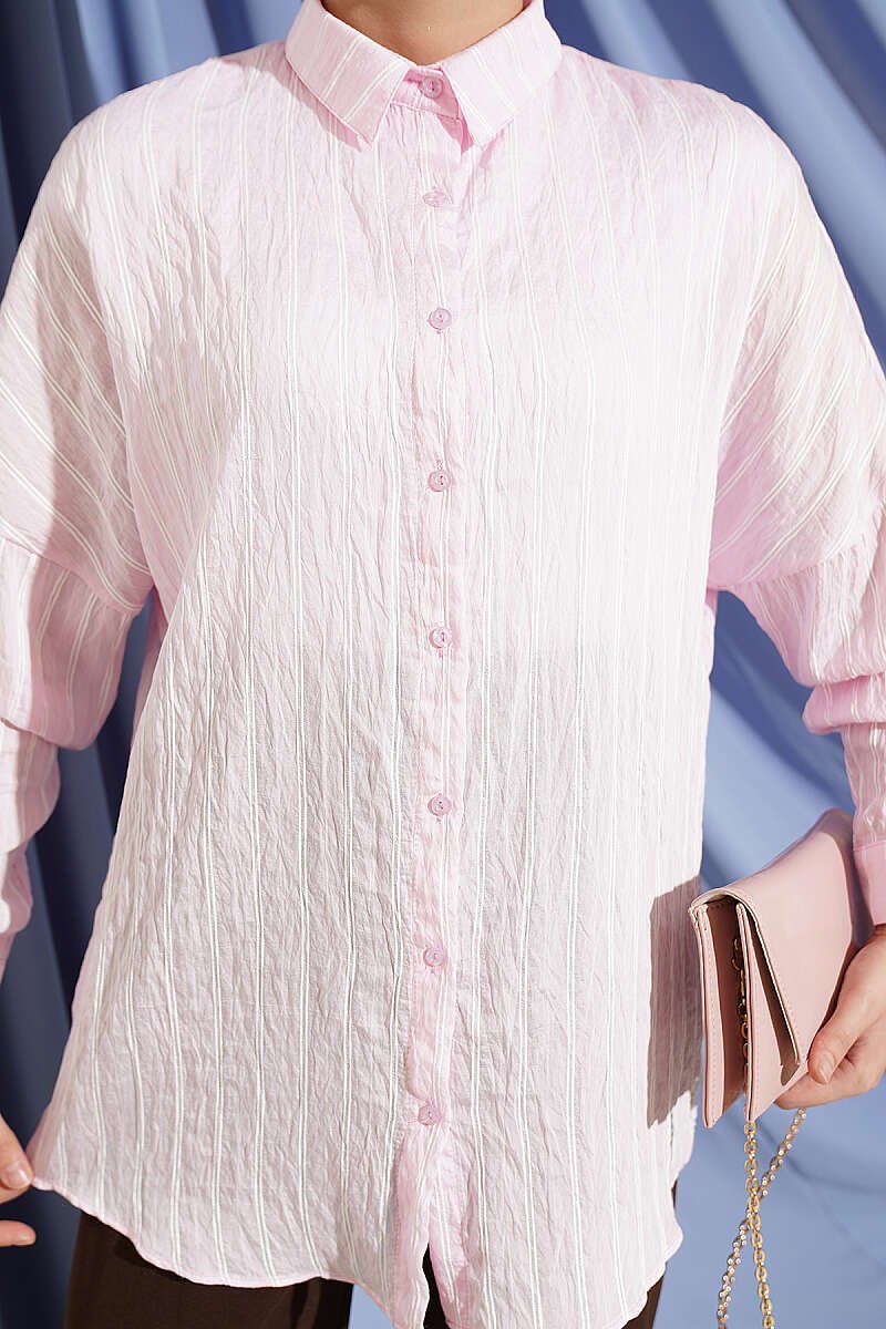 Vertical Stripe Basic Shirt Pink - Imagen 4