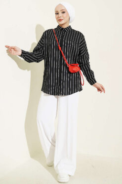 Alternative view of Vertical Stripe Basic Shirt Black