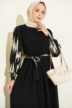 Alternative view of Ankle-Gathered Embroidered Dress Beige