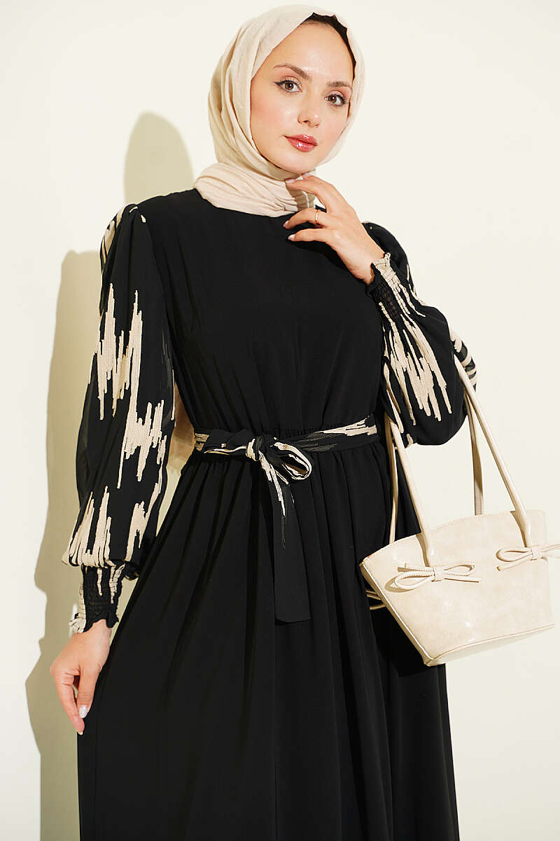Ankle-Gathered Embroidered Dress Beige – Bild 2