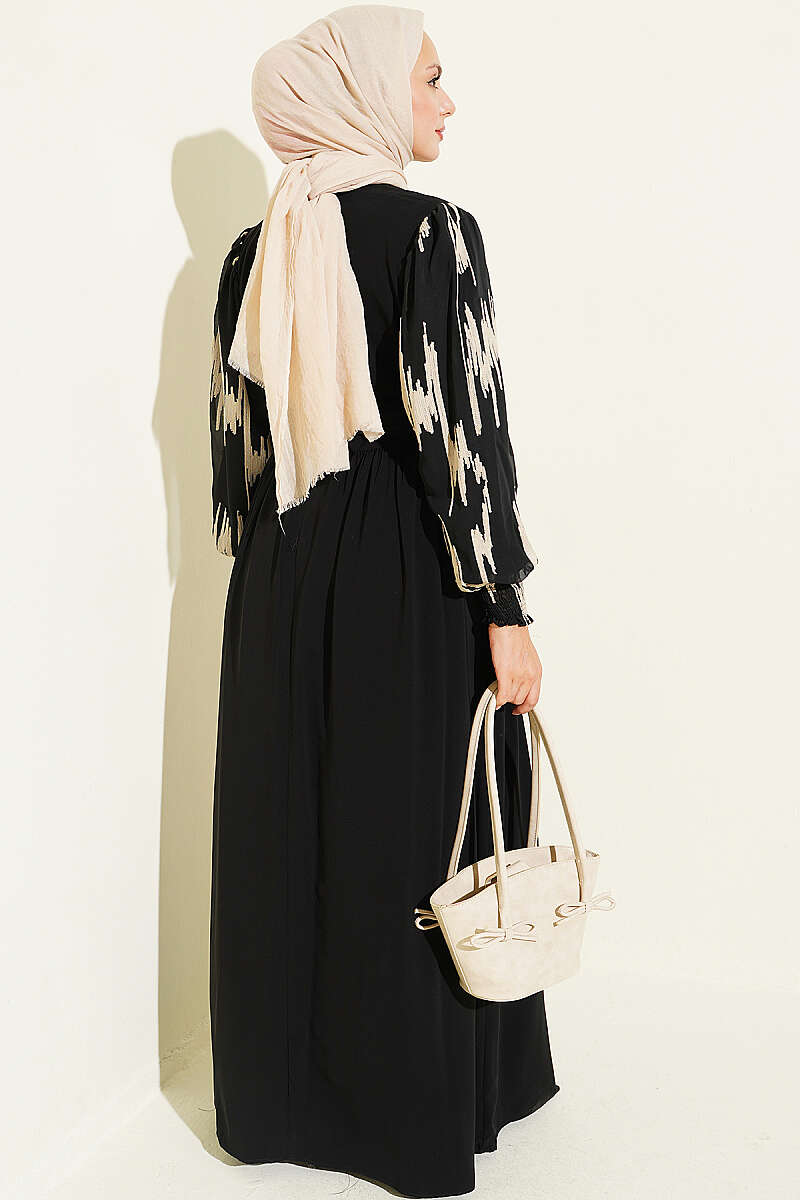 Ankle-Gathered Embroidered Dress Beige – Bild 3