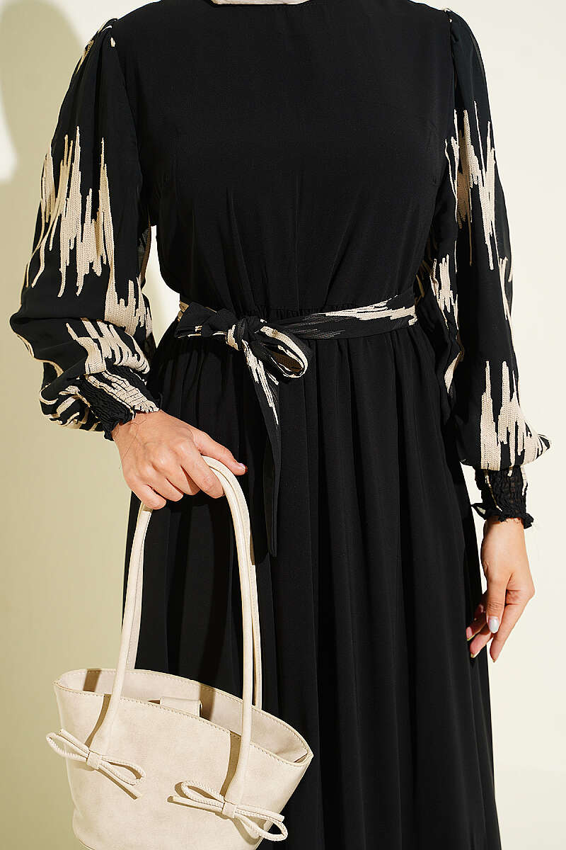 Ankle-Gathered Embroidered Dress Beige – Bild 4