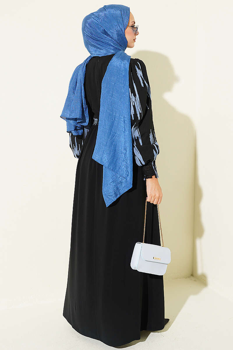 Ankle-Gathered Embroidered Dress Indigo - immagine 3