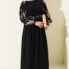 Ankle-Gathered Embroidered Dress Powder Pink - immagine 2