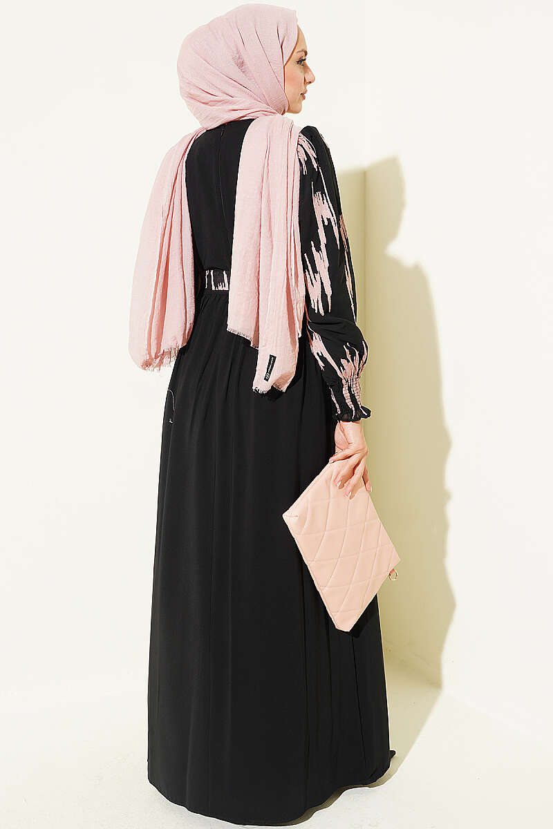 Ankle-Gathered Embroidered Dress Powder Pink - immagine 3