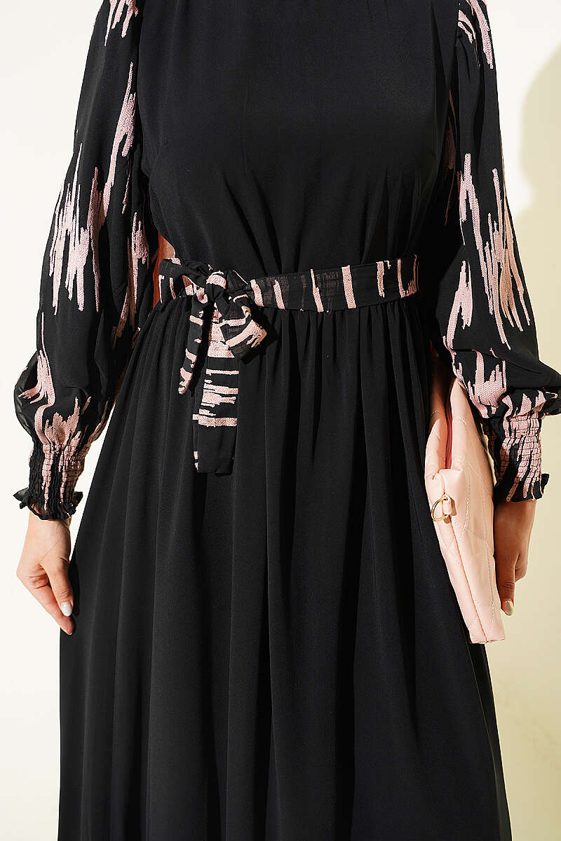 Ankle-Gathered Embroidered Dress Powder Pink - immagine 4