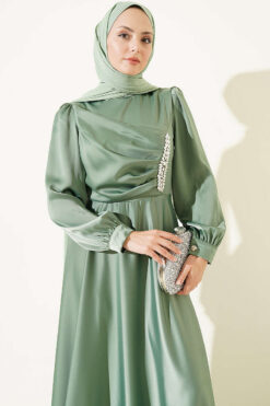 Alternative view of Draped Beaded Satin Evening Dress Hazel