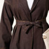Double Sleeve Waist Belted Denim Two-Piece Set Dark Brown - Afbeelding 4