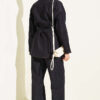 Double Sleeve Waist Belted Denim Two-Piece Set Navy Blue - immagine 3