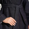 Double Sleeve Waist Belted Denim Two-Piece Set Navy Blue - immagine 4