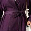 Double Sleeve Waist Belted Denim Two-Piece Set Plum - immagine 4