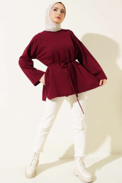 Alternative view of Double Sleeve Tie Tunic Burgundy