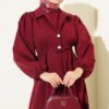 Button-Detail Jacket and Top Set Burgundy - Imagen 2