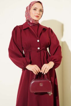 Alternative view of Button-Detail Jacket and Top Set Burgundy