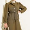 Button-Detail Jacket and Top Set Khaki - Imagen 2