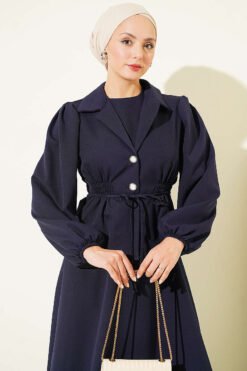 Alternative view of Button-Detail Jacket and Top Set Navy Blue