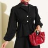 Button-Detail Jacket and Top Set Black - Imagen 2