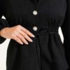 Button-Detail Jacket and Top Set Black - Imagen 4