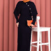 Button Detail Cape-Style Knit Dress Two-Piece Set Navy Blue - Imagen 2