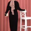 Button Detail Cape-Style Knit Dress Two-Piece Set Black - Imagen 6