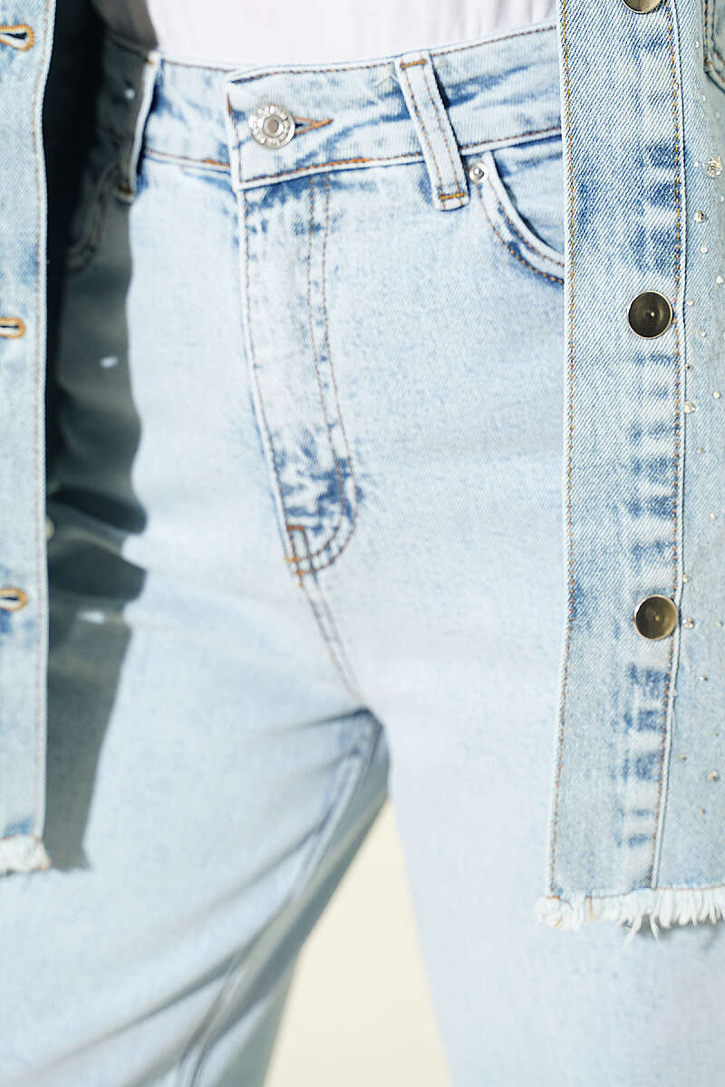Buttoned Baggy Pants Ice Blue - immagine 4