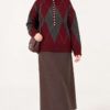 Buttoned Honeycomb Pattern Knit Sweater Burgundy - Image 3