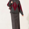 Buttoned Honeycomb Pattern Knit Sweater Smoke – Bild 3