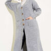 Button-Up Pocket Long Knit Cardigan Grey
