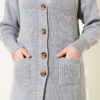 ⁦Button-Up Pocket Long Knit Cardigan Grey⁩ - الصورة ⁦4⁩