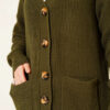 Button-Up Pocket Long Knit Cardigan Khaki - الصورة 4
