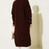 ⁦Button-Up Pocket Long Knit Cardigan Brown⁩ - الصورة ⁦3⁩