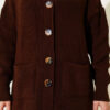 ⁦Button-Up Pocket Long Knit Cardigan Brown⁩ - الصورة ⁦4⁩