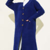 ⁦Button-Up Pocket Long Knit Cardigan Navy Blue⁩ - الصورة ⁦2⁩