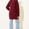 Buttoned Knit Detail Cardigan Burgundy - Image 3