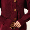 Buttoned Knit Detail Cardigan Burgundy - Image 4