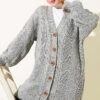 Buttoned Knit Detail Cardigan Grey